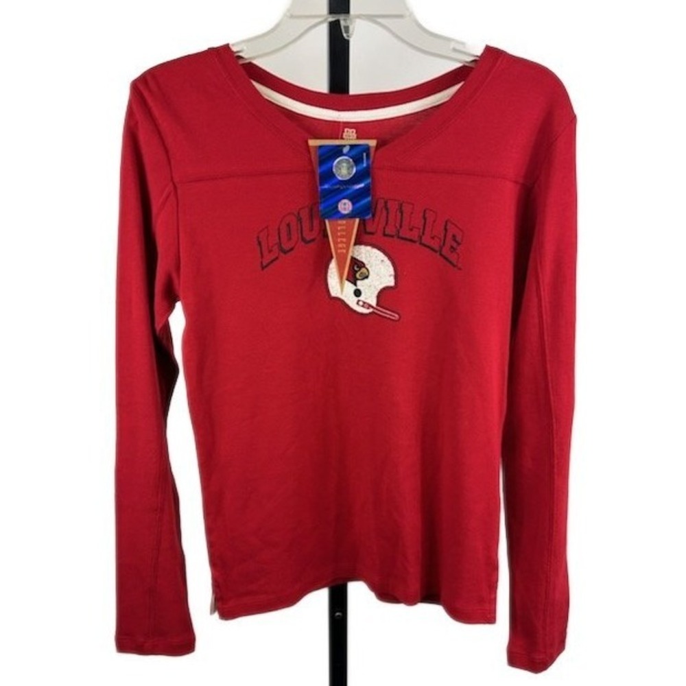 New NCAA Louisville Cardinals College Football Red Long Sleeve Shirt Top Medium